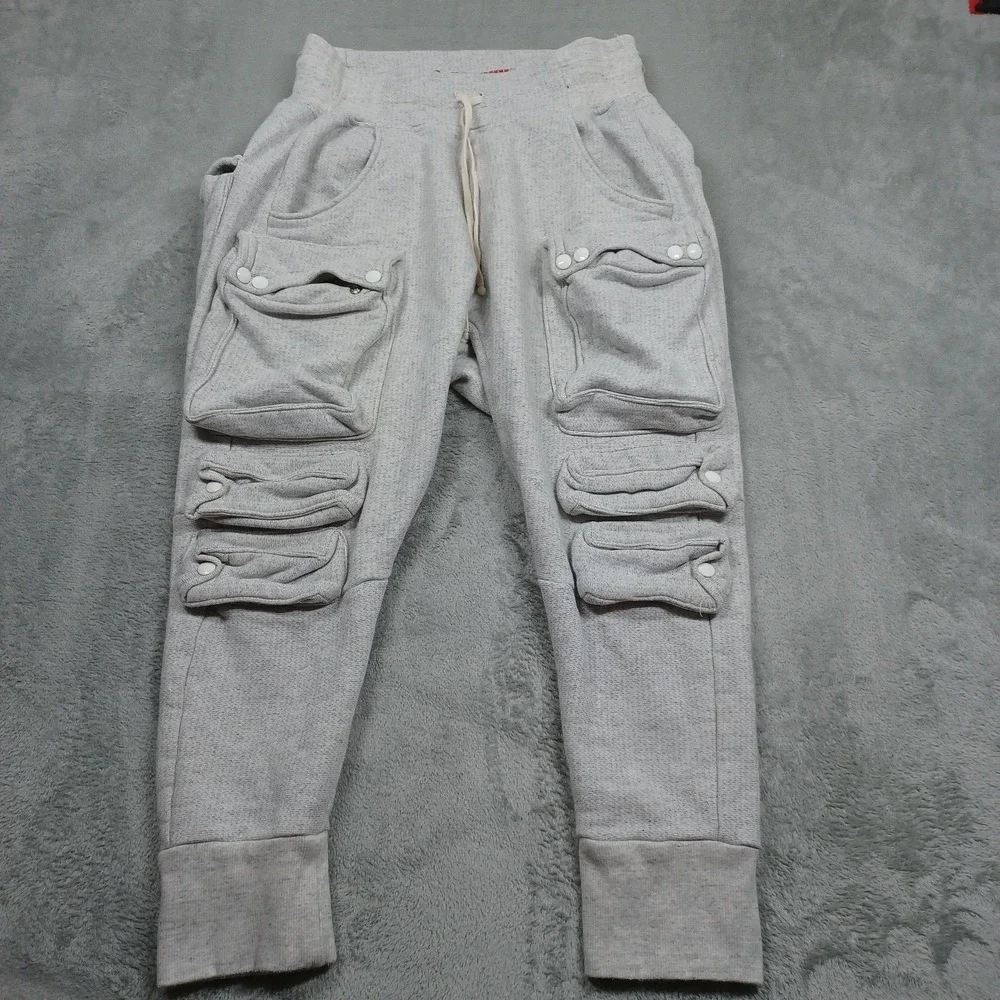 Moti Chasson Joggers Mens Small Gray‎ Drop Crotch Cargo Hip Hop Streetwear USA